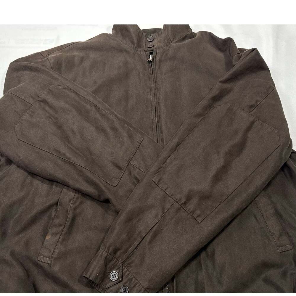 Roundtree & Yorke Full Zip Jacket Brown Elbow Patch Stretch Blend Size Large